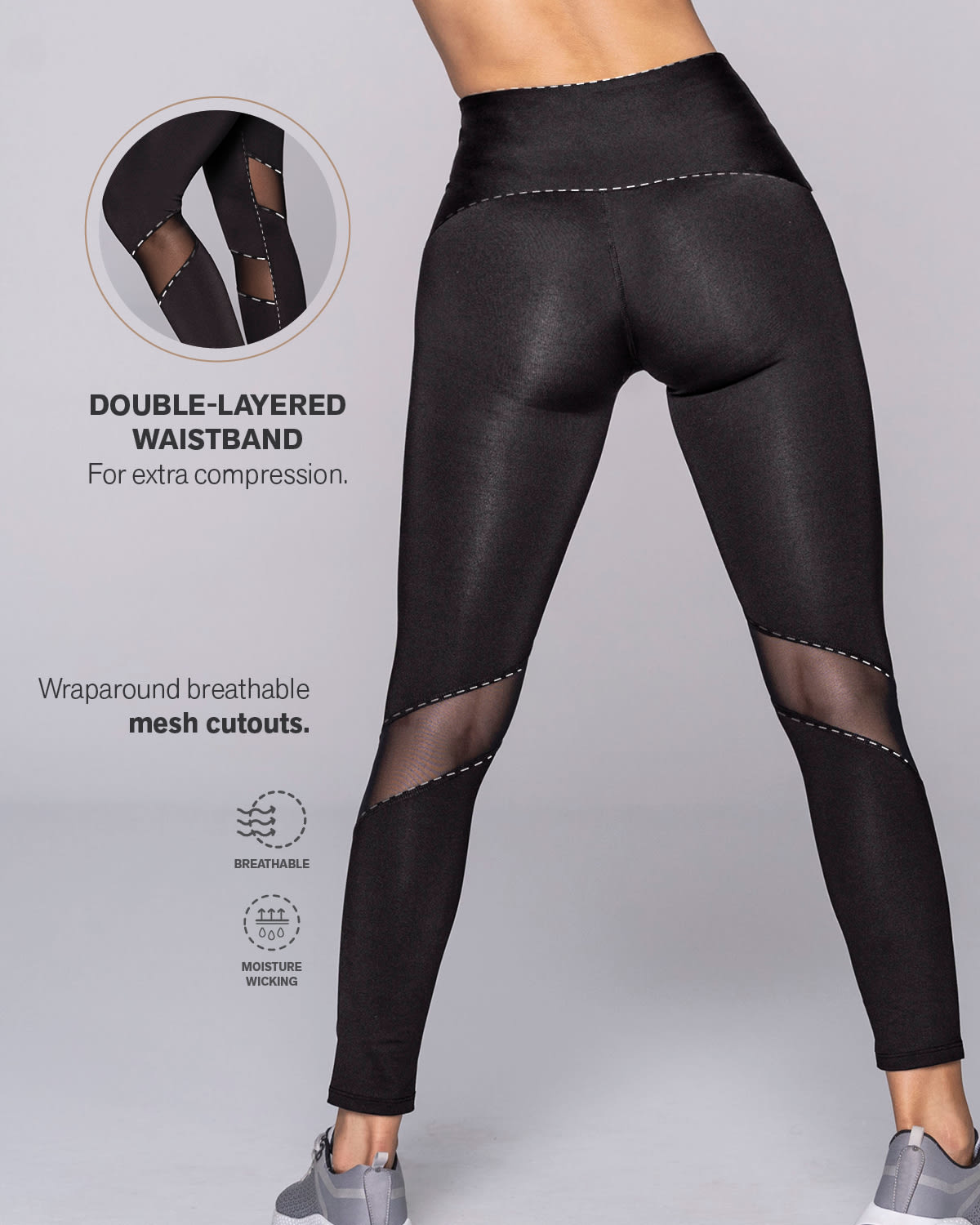 Mid-rise mesh cutout shaper legging