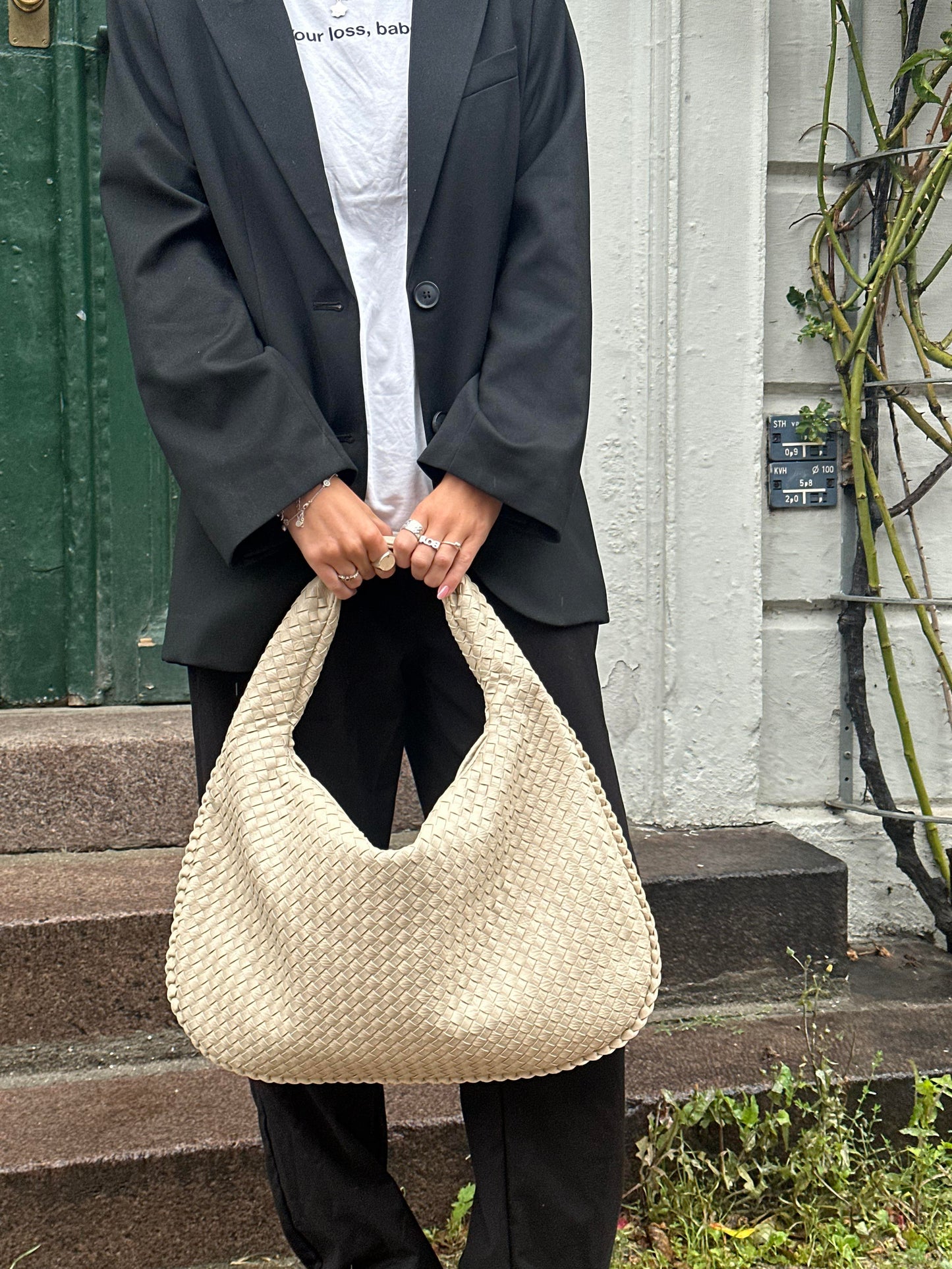 Cross-Weave Bag - Light beige