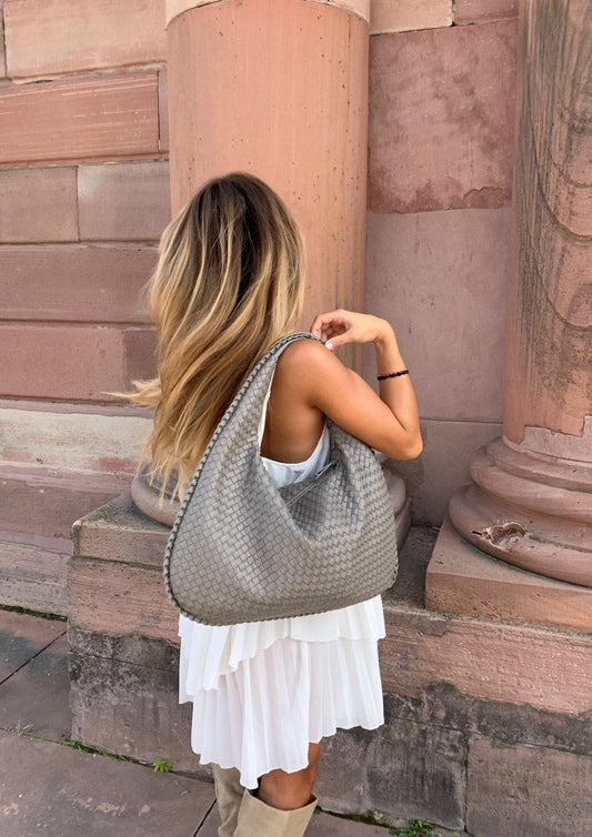 Cross-Weave Bag- Light grey