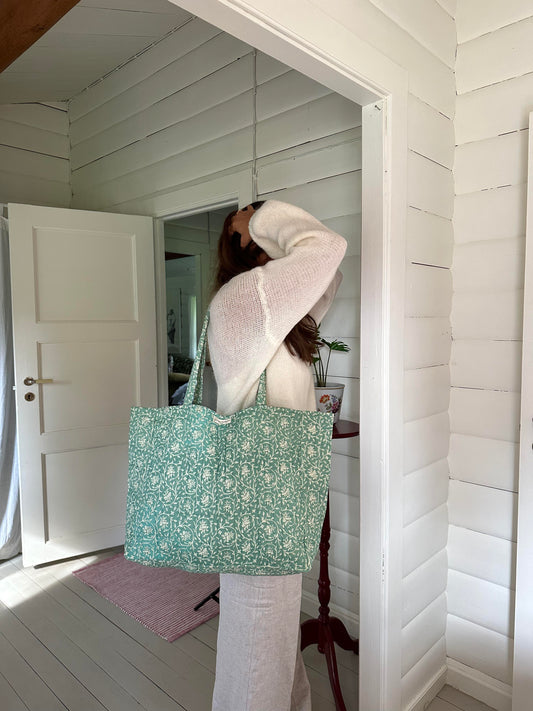 Mykonos tote bag - Green/White