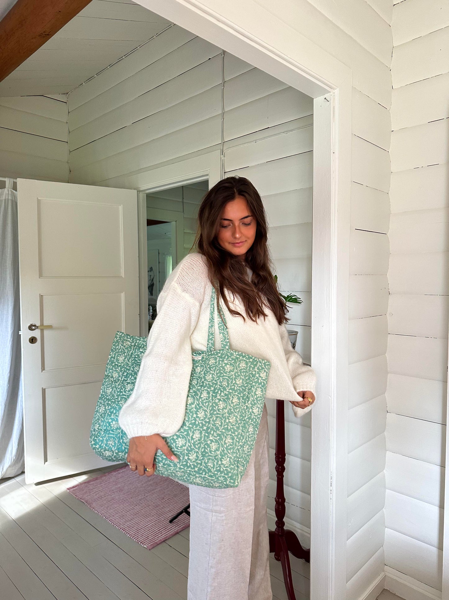 Mykonos tote bag - Green/White