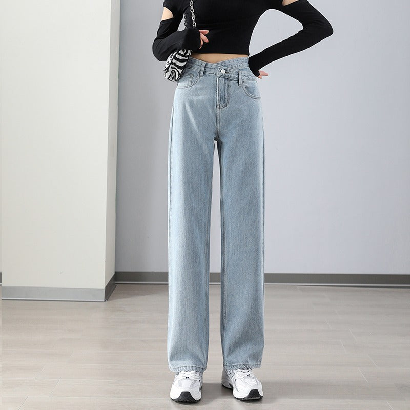 Casual High Waist Straight Jeans