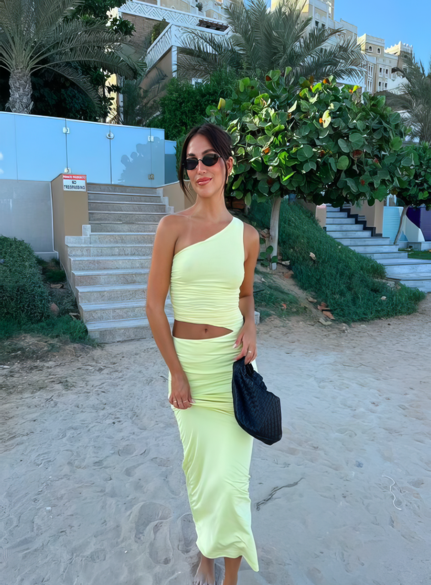 Solea Shoulder Maxi Dress - Lemon