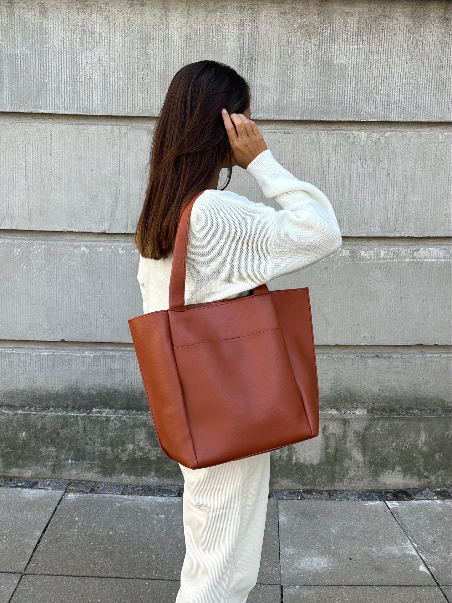 Everyday leather tote bag - Camel