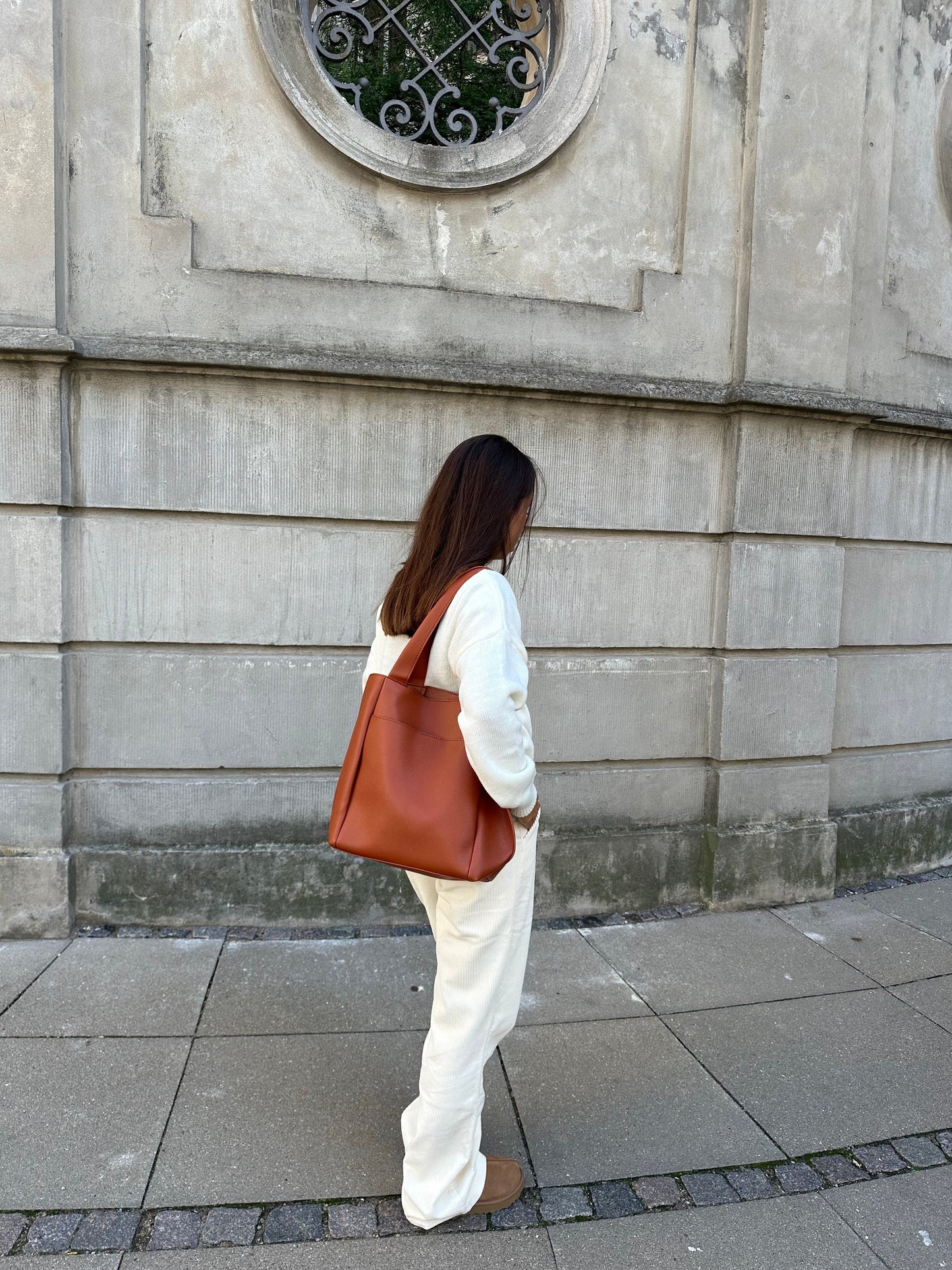 Everyday leather tote bag - Camel