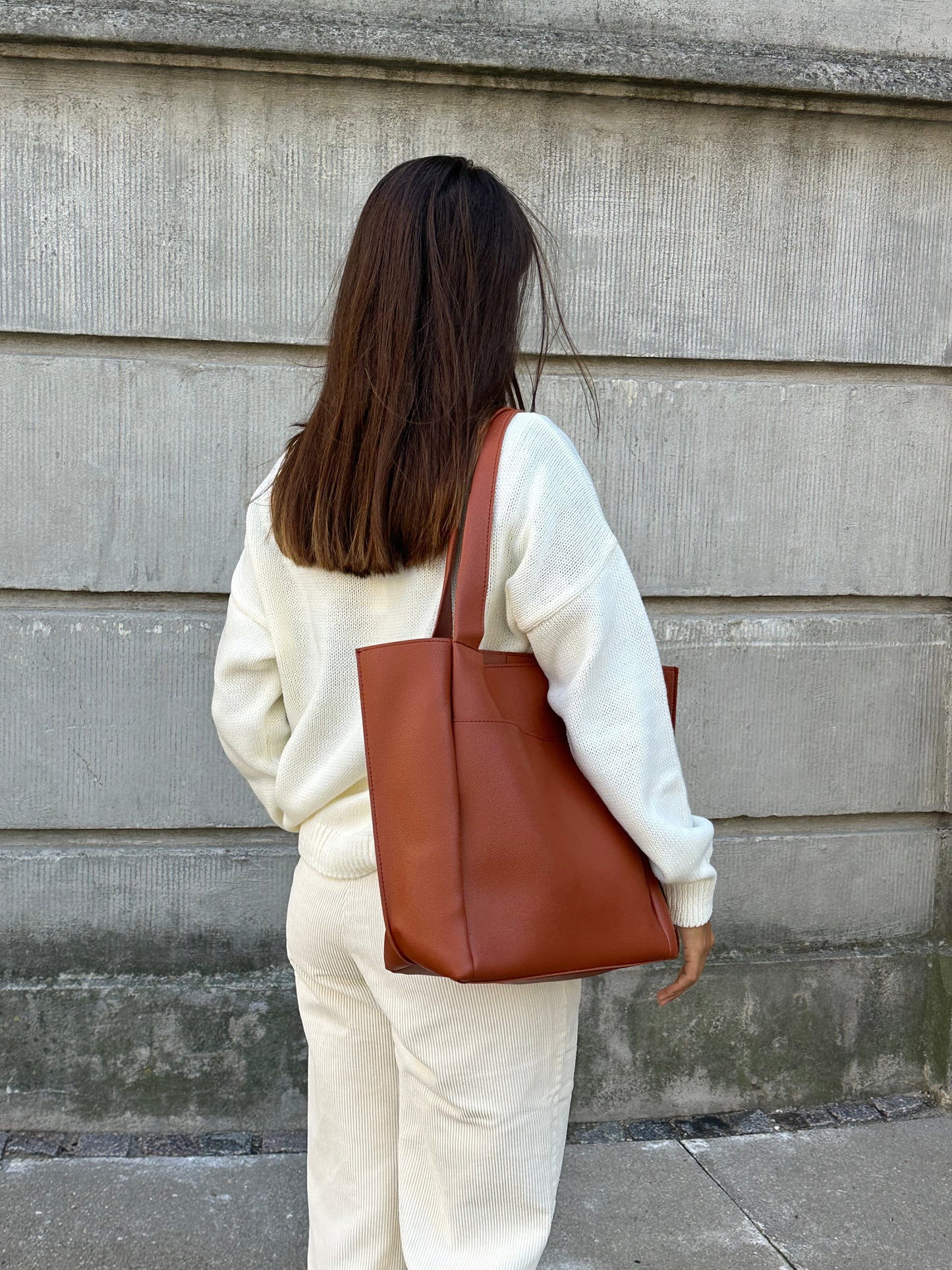 Everyday leather tote bag - Camel