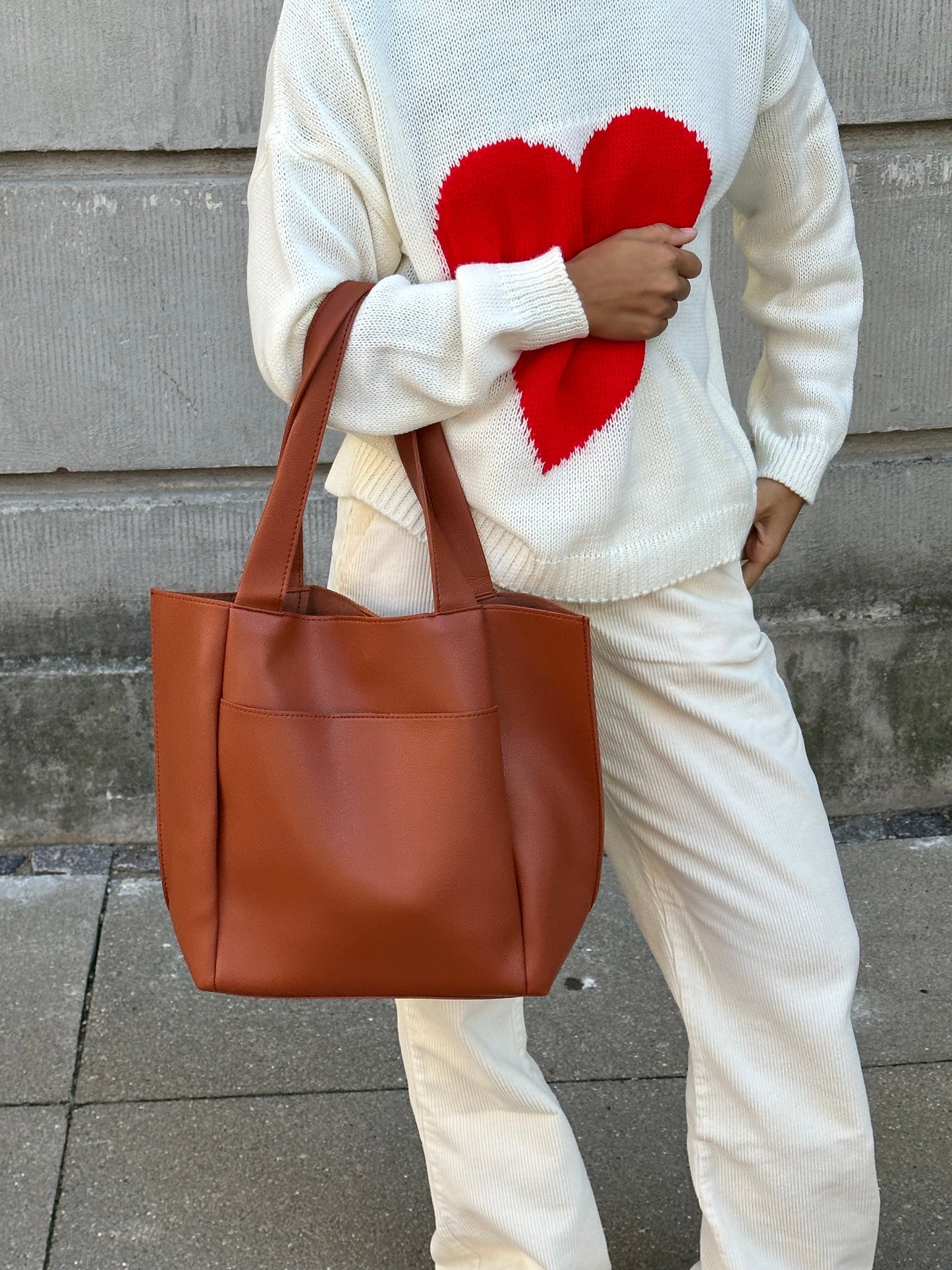 Everyday leather tote bag - Camel