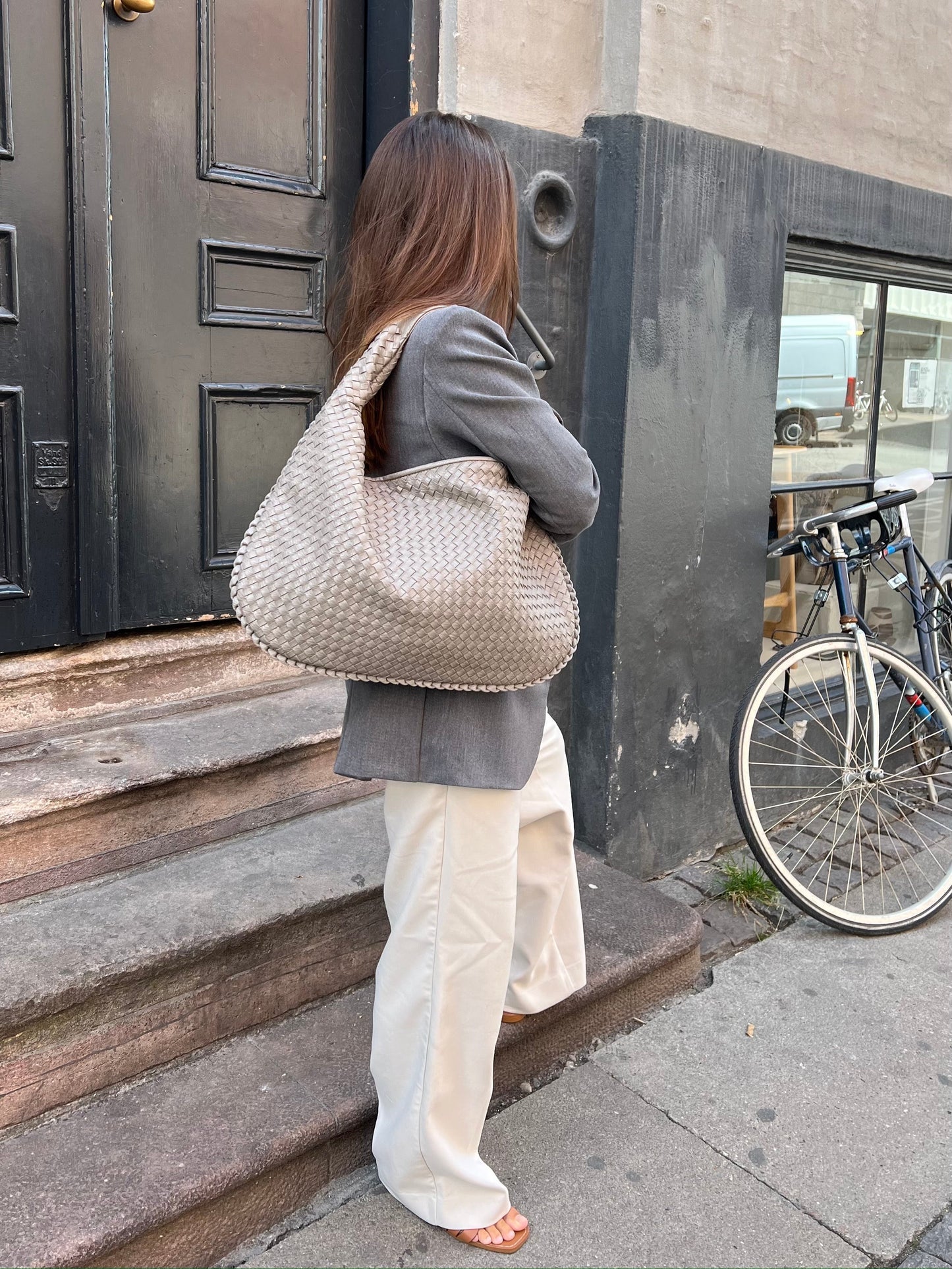 Cross-Weave Bag- Light grey