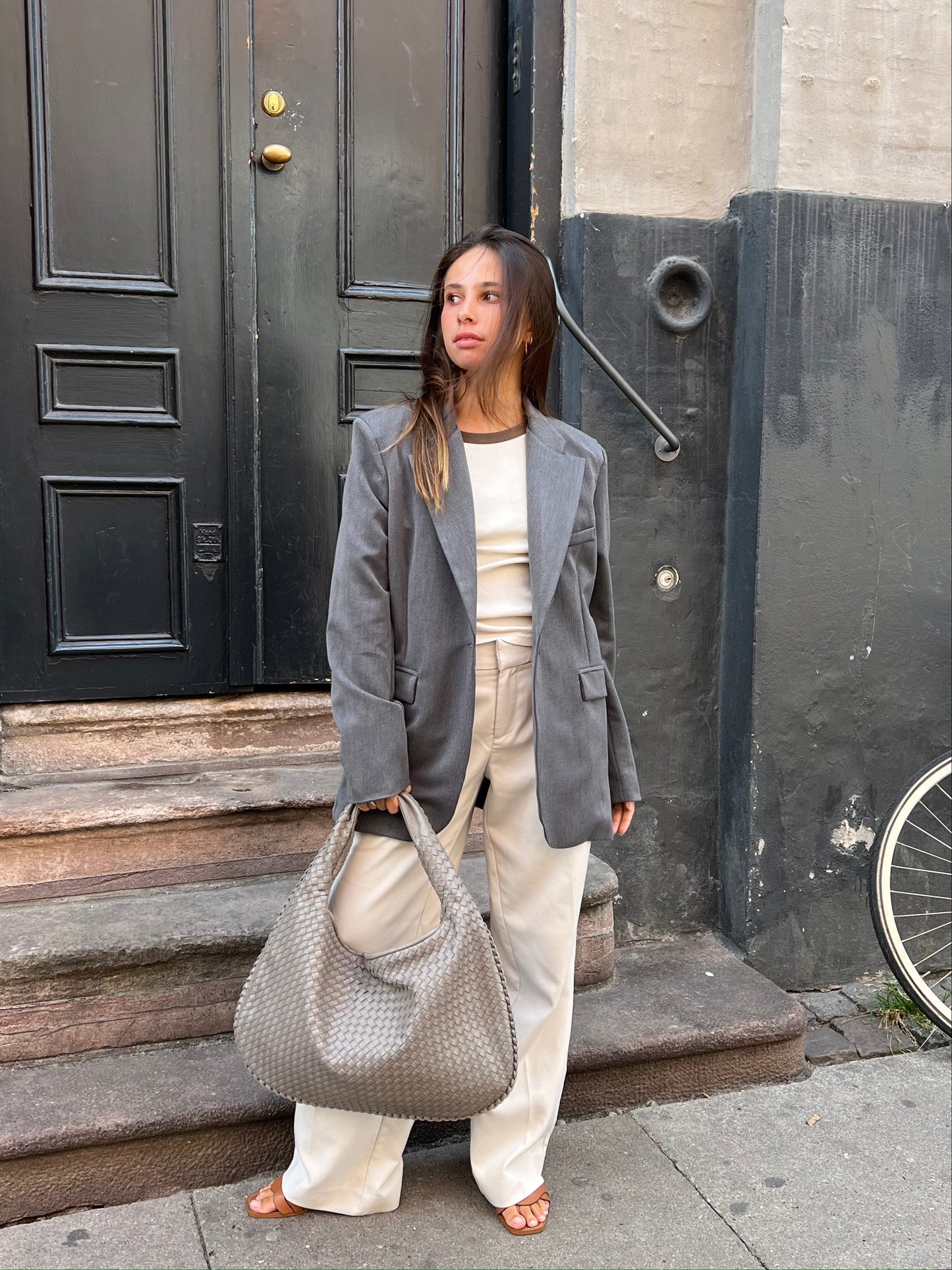 Cross-Weave Bag- Light grey