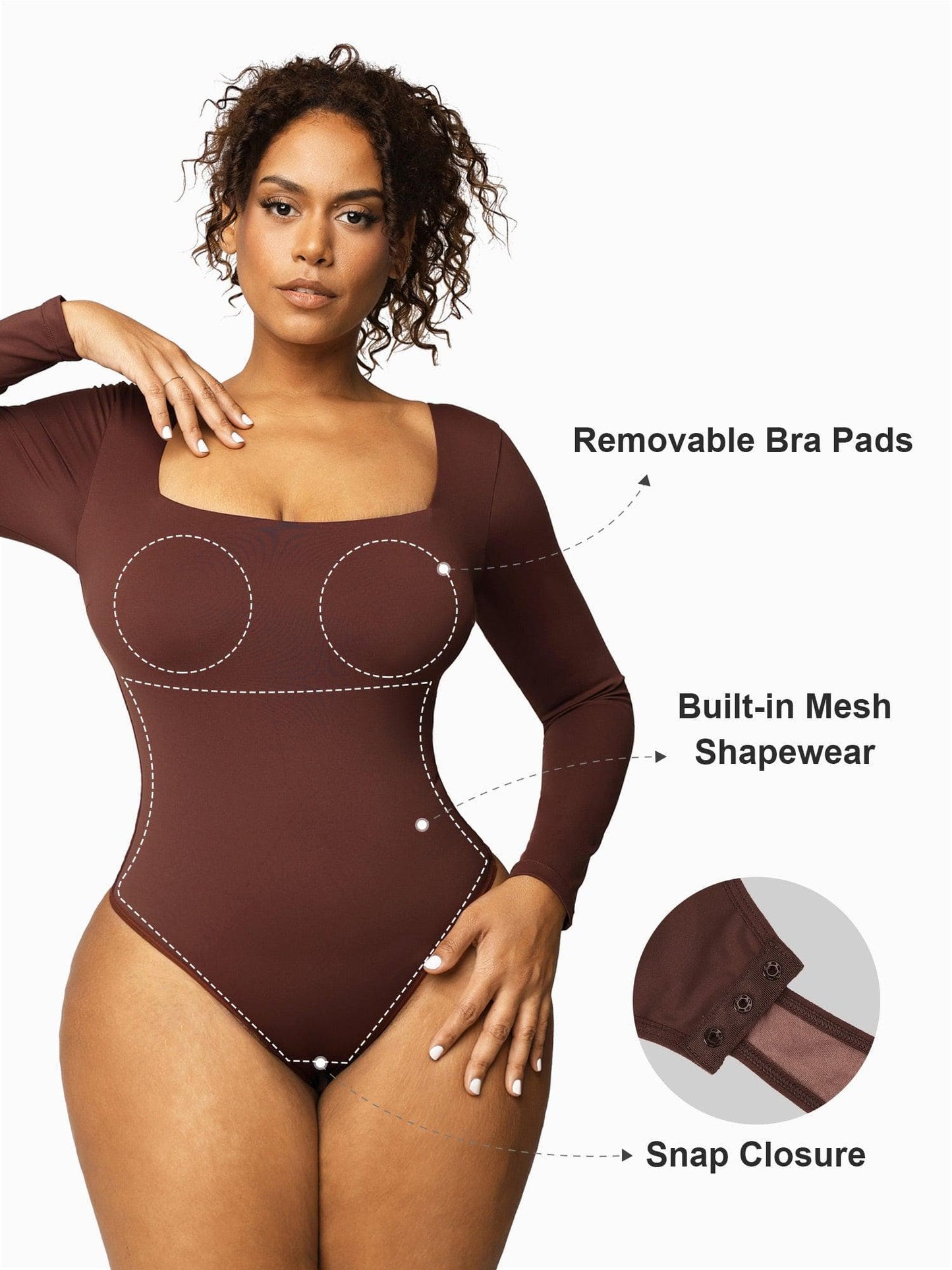 Contour Long Sleeve Square Neck Bodysuit