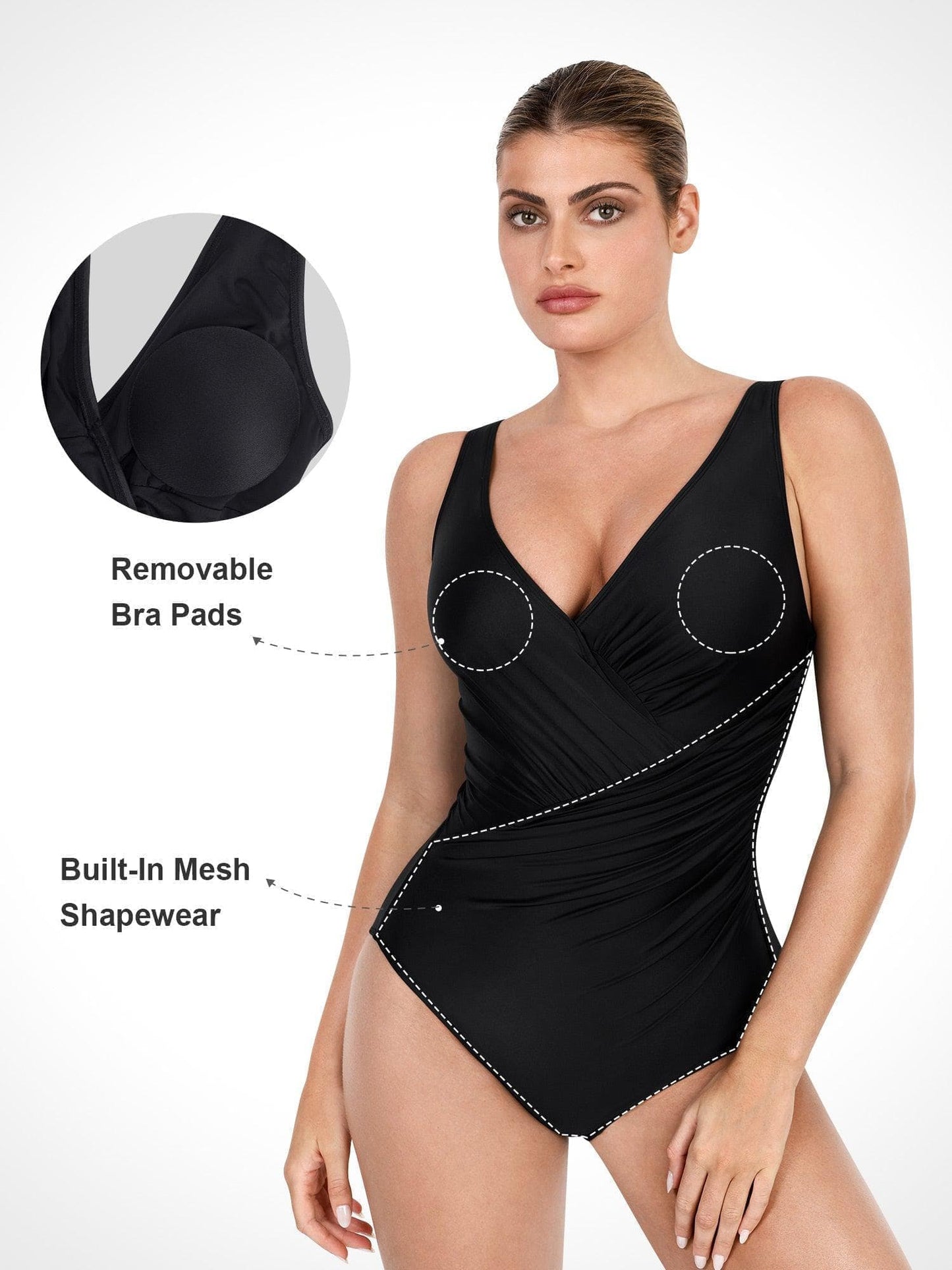 Deep-V Neck One-Piece Shapewear Bodysuit