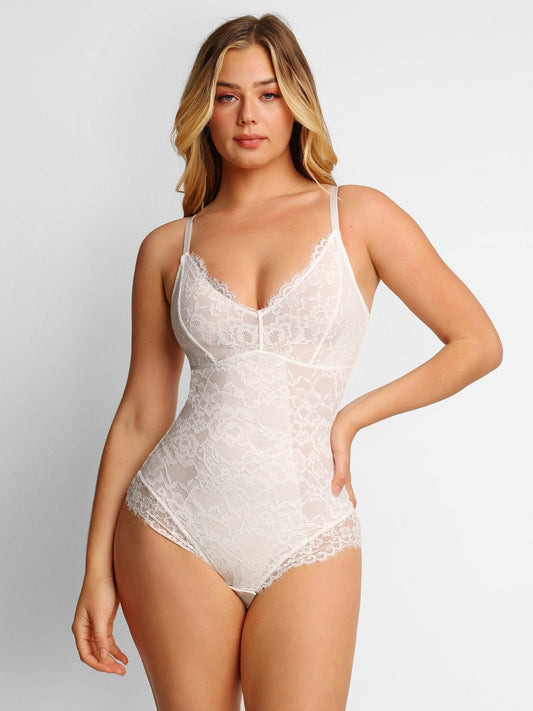 Lace Smooth Firm Control Thong Bodysuit