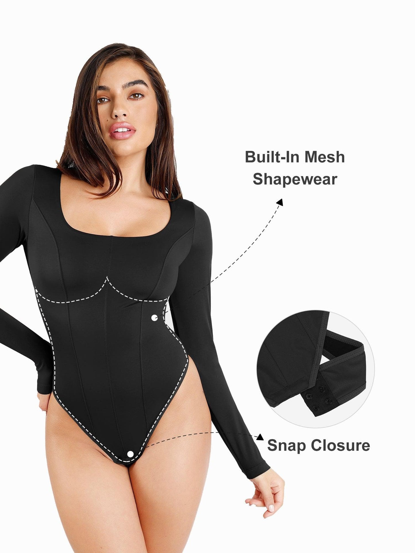 Long Sleeve Shapewear Thong Bodysuit