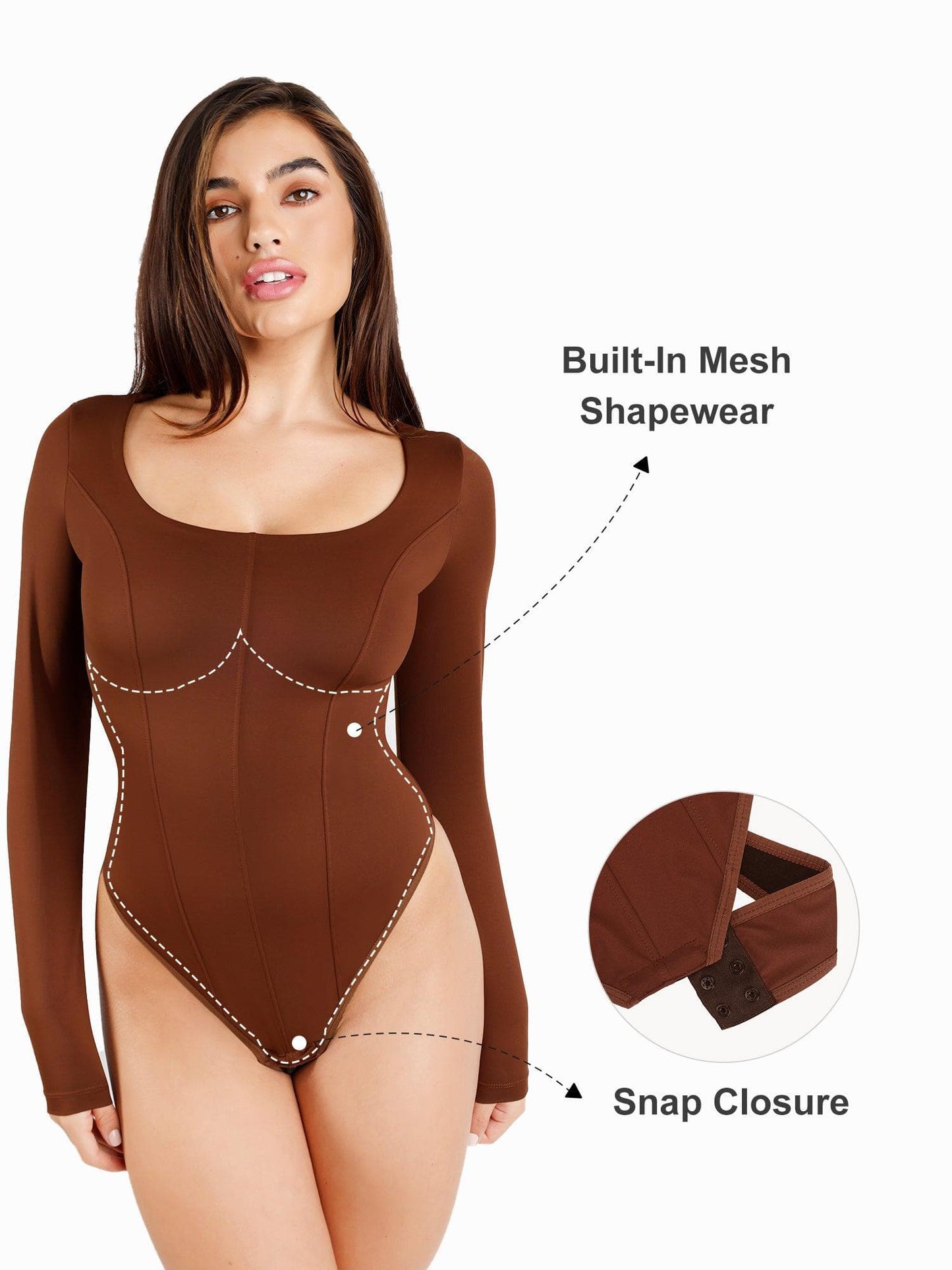 Long Sleeve Shapewear Thong Bodysuit