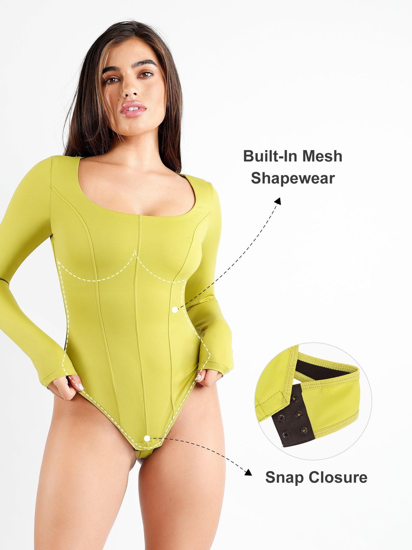 Long Sleeve Shapewear Thong Bodysuit