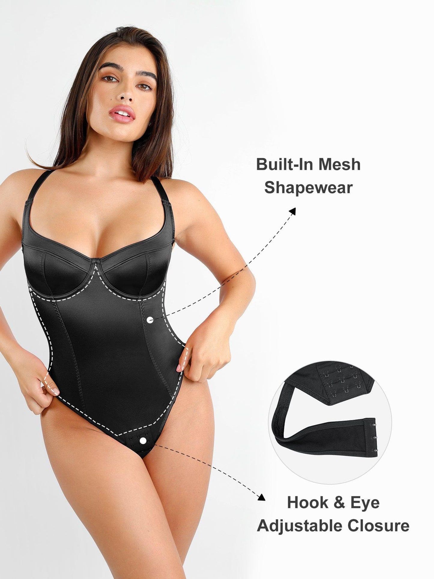 Metallic Shiny Shapewear Thong Bodysuit