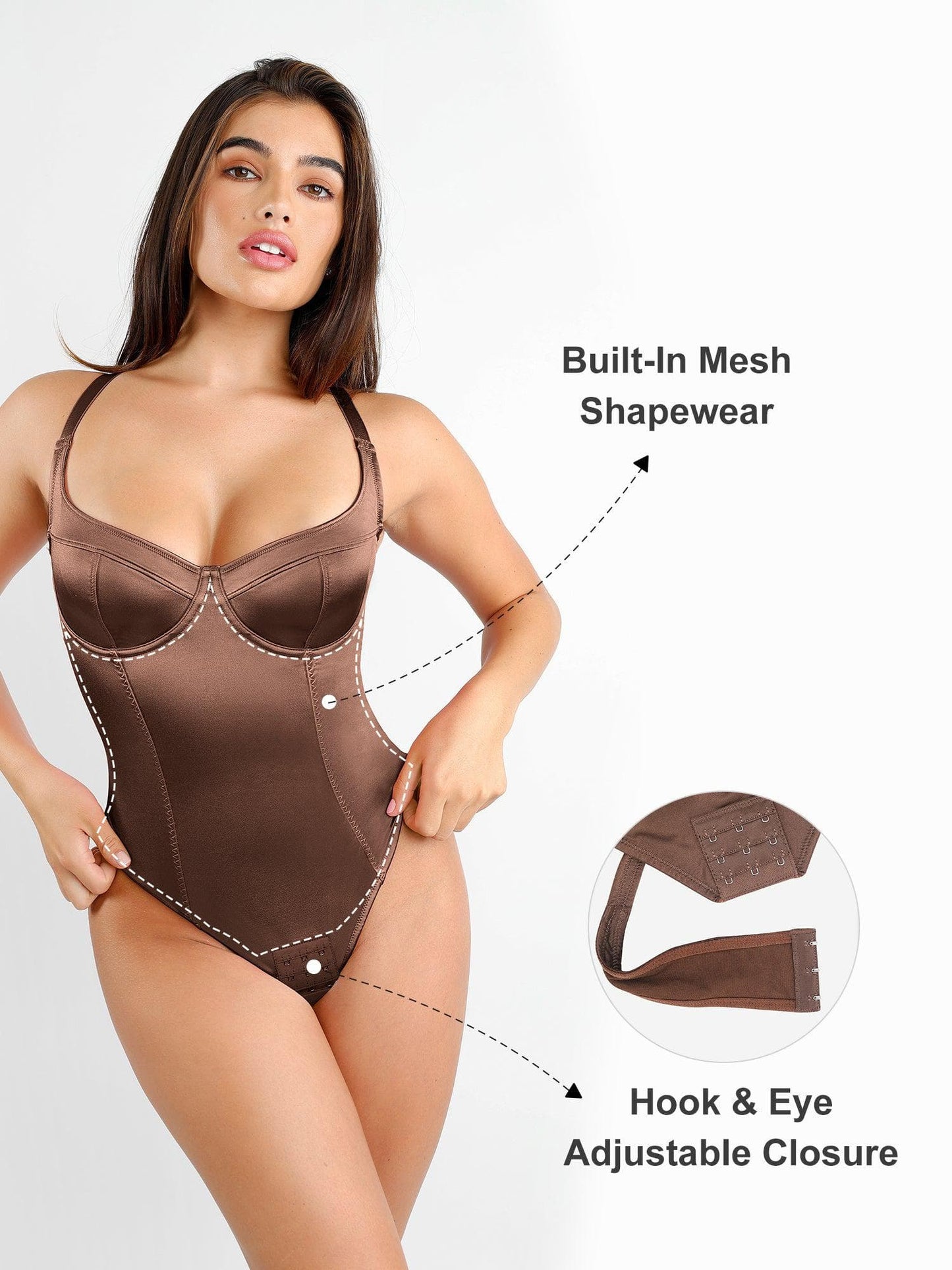 Metallic Shiny Shapewear Thong Bodysuit