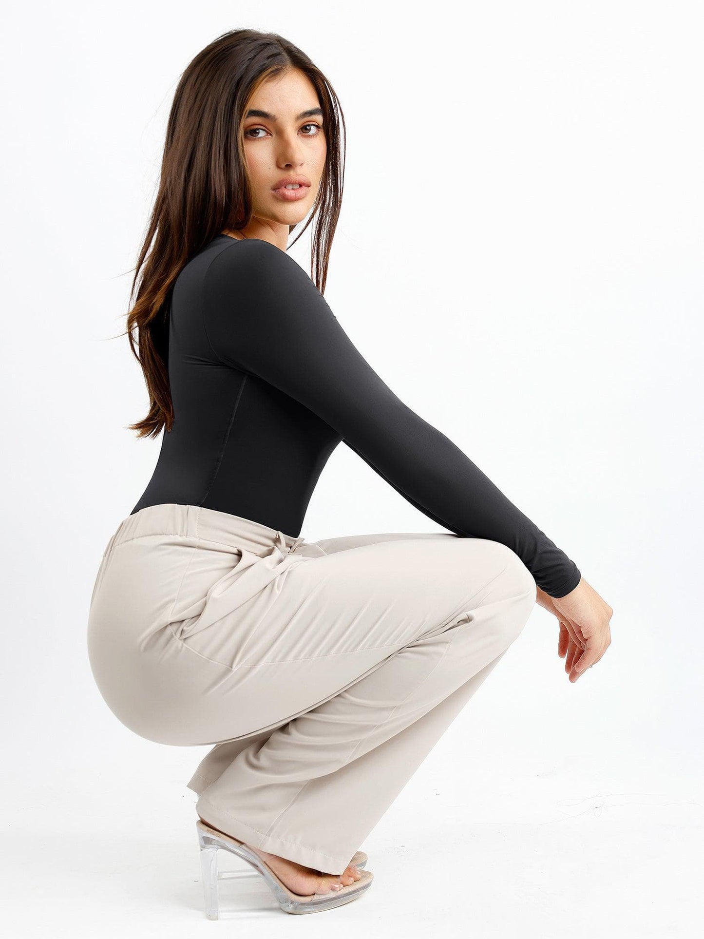 Seamless V-Neck Long-Sleeve Bodysuit