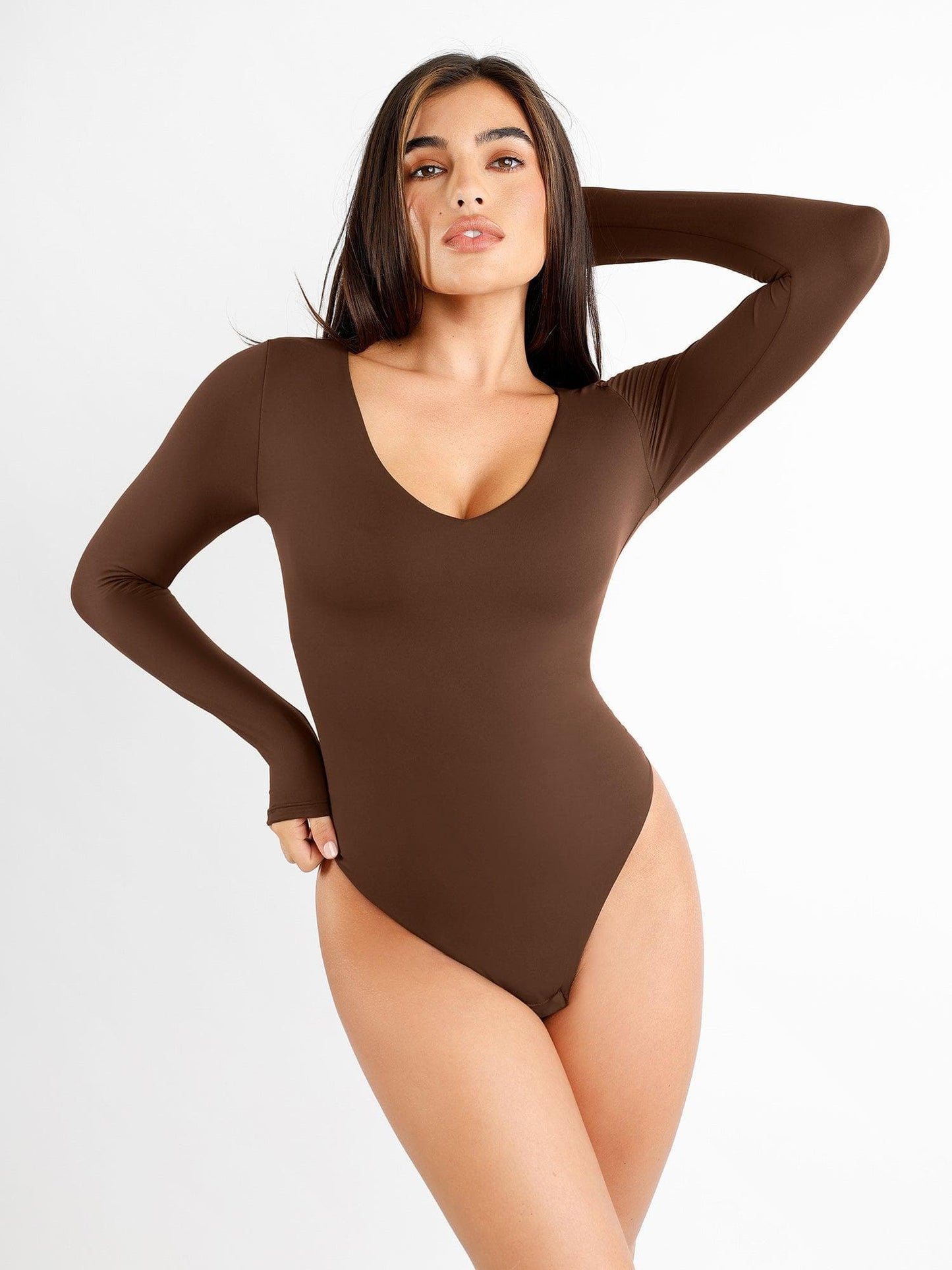 Seamless V-Neck Long-Sleeve Bodysuit